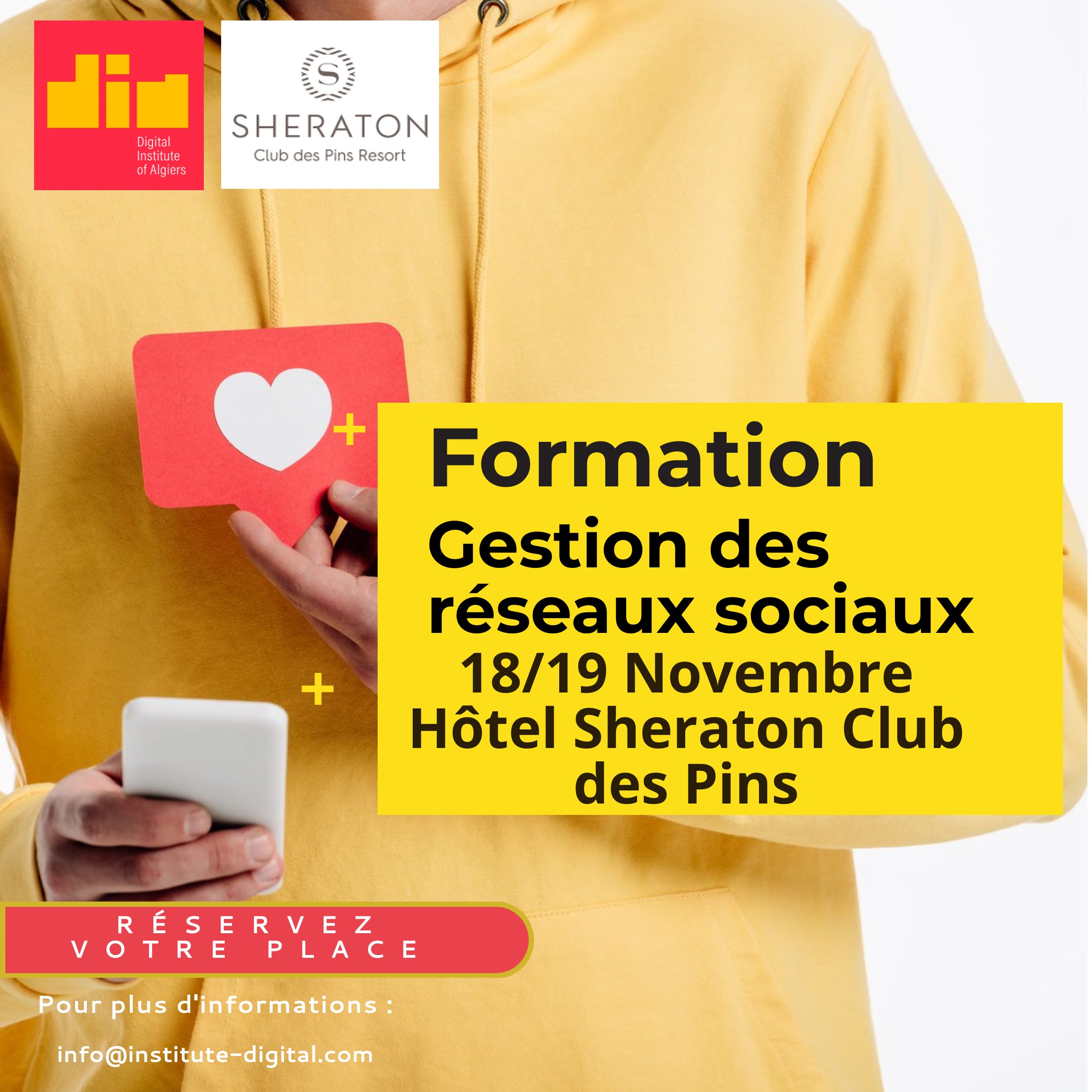 Formation / Workshop 👨‍🏫: Gestion des réseaux sociaux (18/19 Novembre au Sheraton Club des Pins Resort)